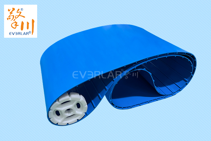 藍(lán)色TPU食品級易潔帶加導(dǎo)條防霉抗菌水果蔬菜加工輸送帶廠家定制