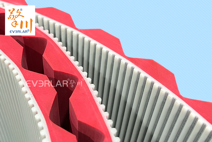 擎川定制PU同步帶加紅膠開槽精準傳動食品包裝生產線聚氨酯傳動帶