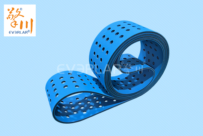 藍色片基帶打孔低噪音耐磨紡織印刷糊盒機皮帶尼龍平面?zhèn)鲃訋? action=